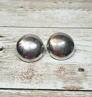 Vintage Clip On Earrings - Mirrored Gold Tone 0.75" Button Style